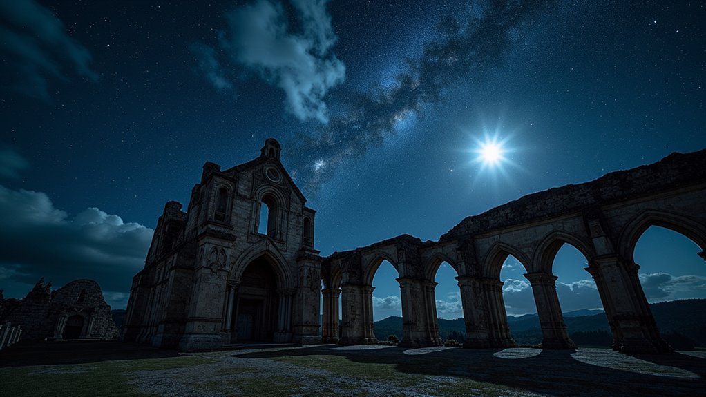 cathedral ruins night photography