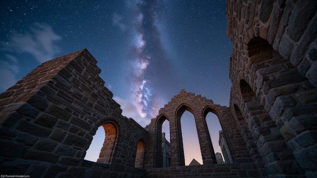 cathedral ruins night photography