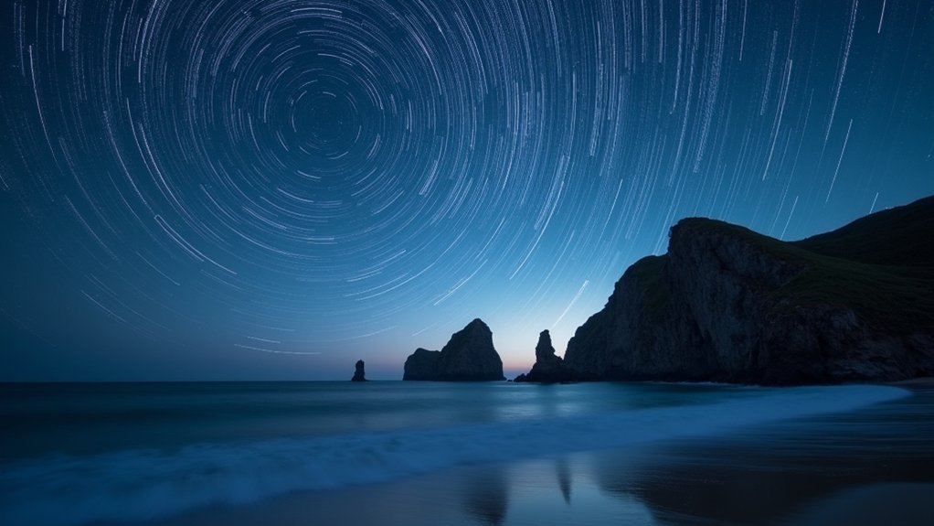 coastal star trail photography