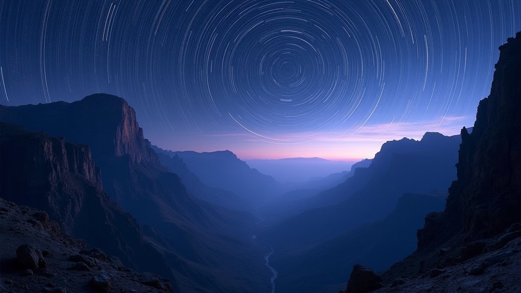 star trails in canyons